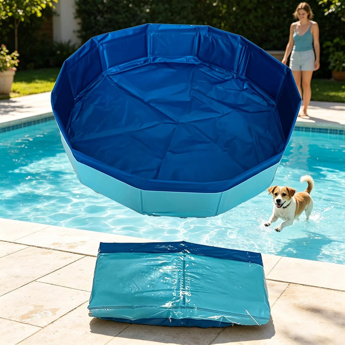 20" Portable Dog Bathtubs, Foldable Paddling Pool for Small Dogs