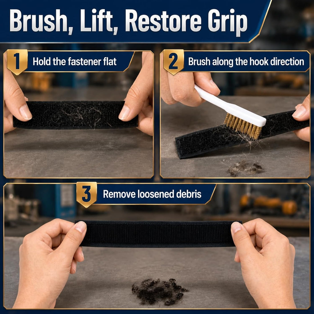 2 Pack Hook and Loop Brush Brass Wire Brush Hook and Loop Cleaner