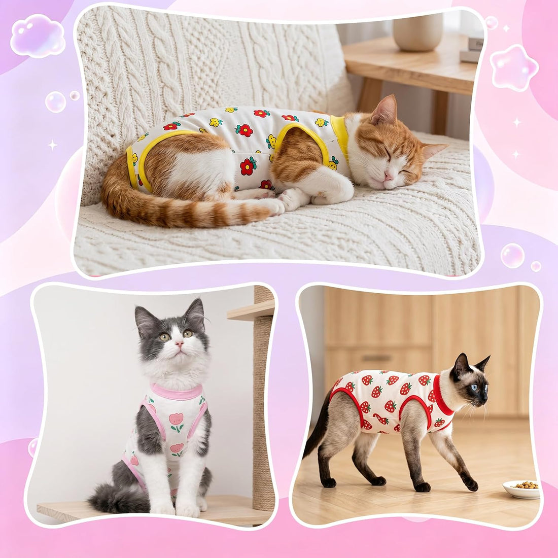 Coppthinktu Cat Recovery Suit Female Cat Onesie for Spay Abdominal