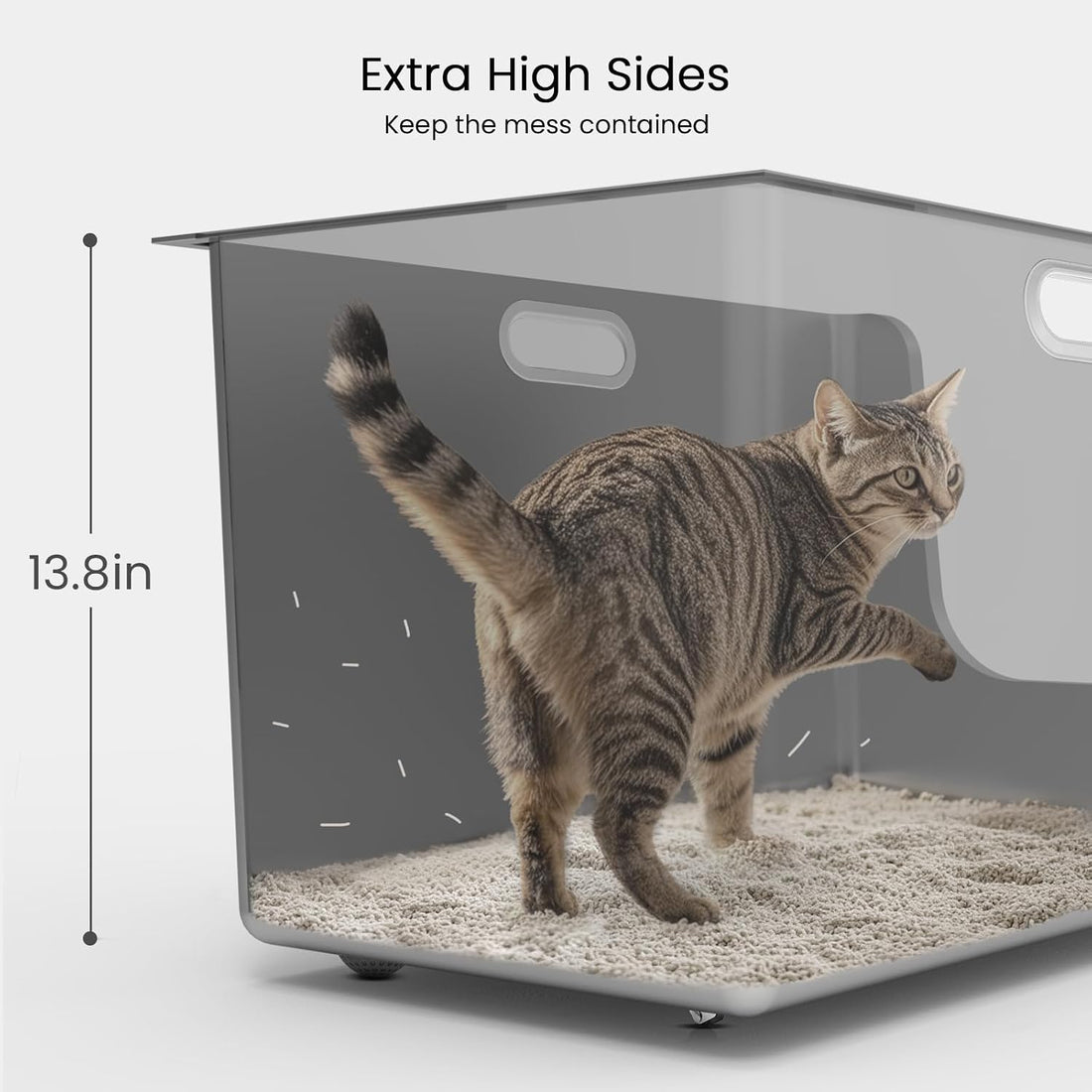 Stainless Steel Litter Box 13.7'' High Sides
