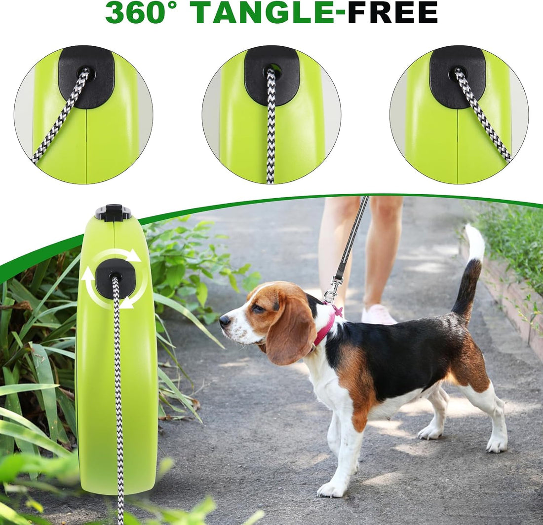 30FT Retractable Dog Leash 30 FT，360° Tangle-Free Dog Walking Leash