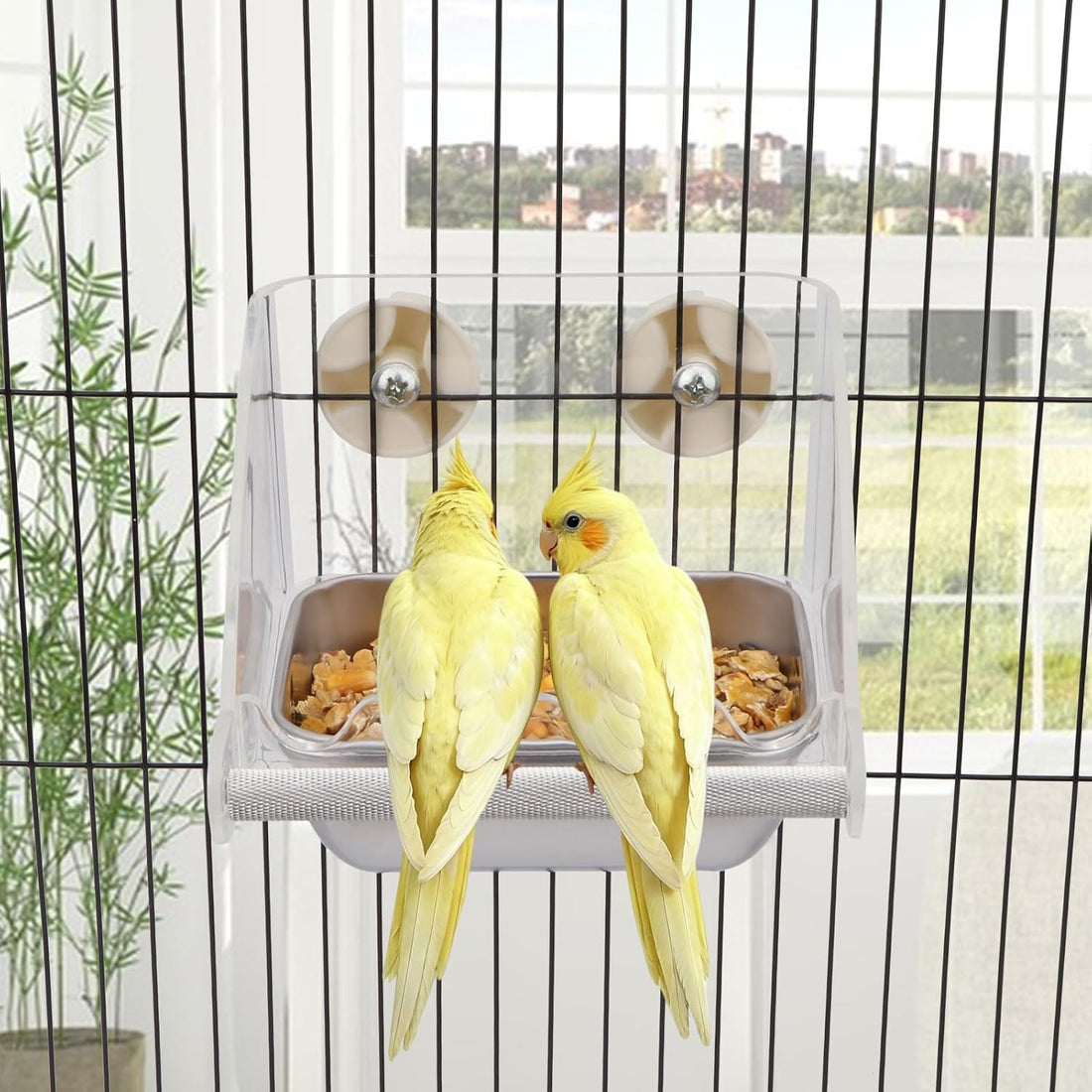 Hypeety Transparent Bird Feeder No Mess Parakeet Feeder for Cage