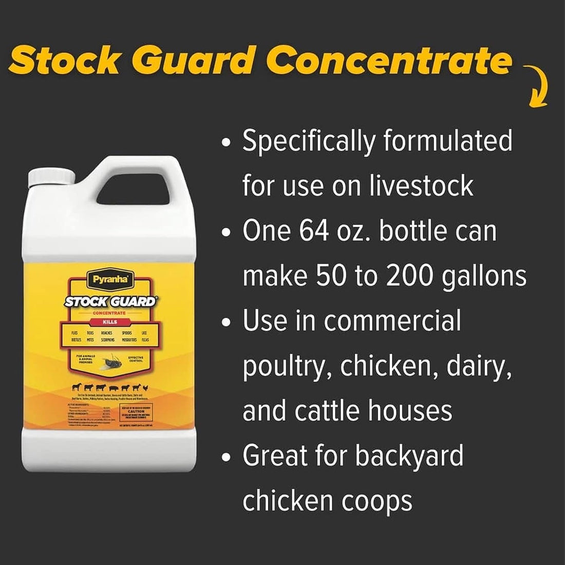 PYRANHA Stock Guard Concentrate - Livestock, Barn, Milk Rooms, Dairies