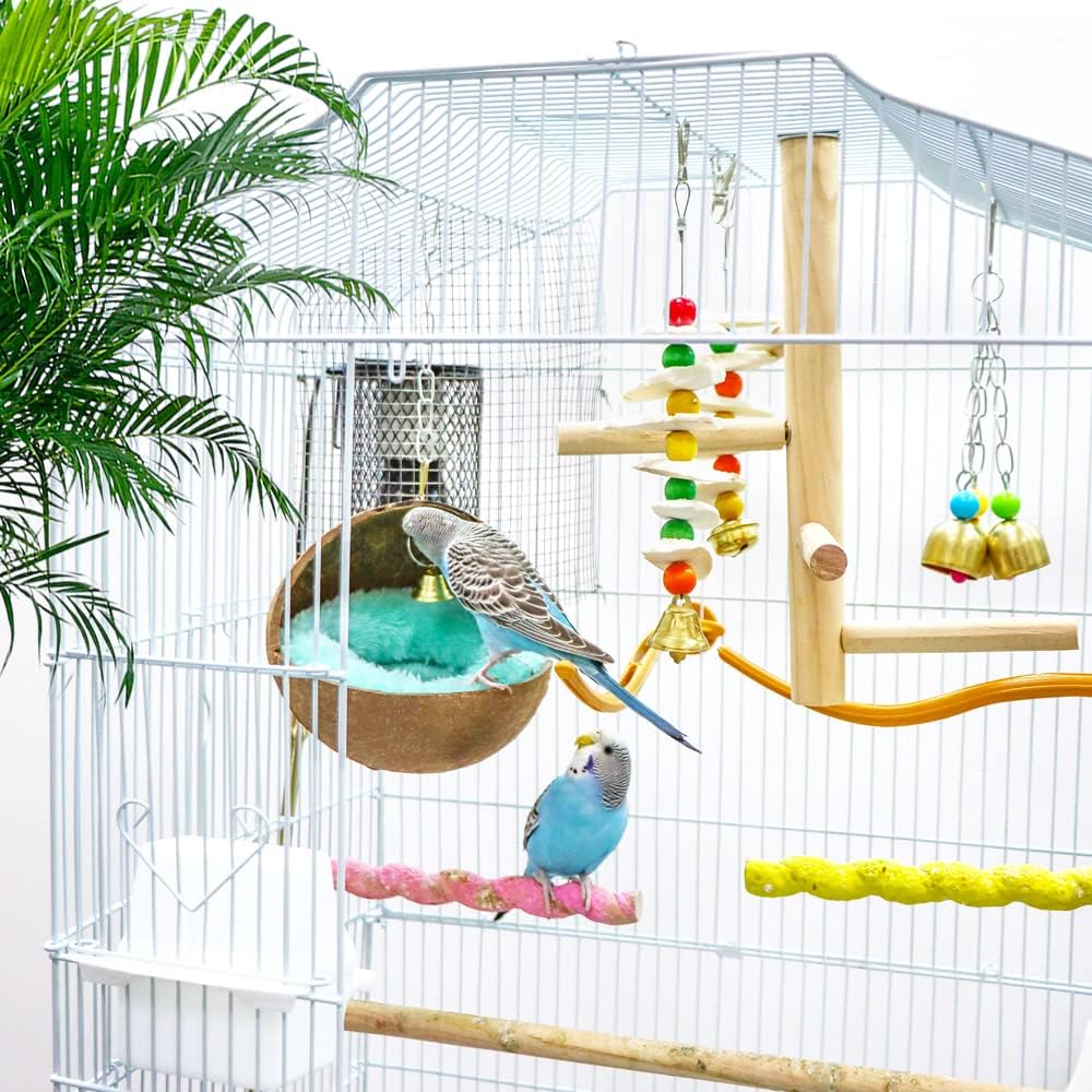 2 Pcs Natural Coconut Shell Bird Nest House Bed Breeding Nesting