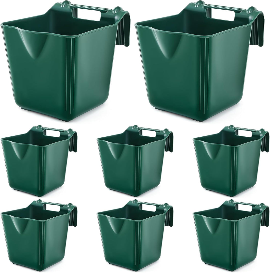 4 Pcs 15 Quart Plastic Hook Over Horse Feed Bucket for Stall Fence