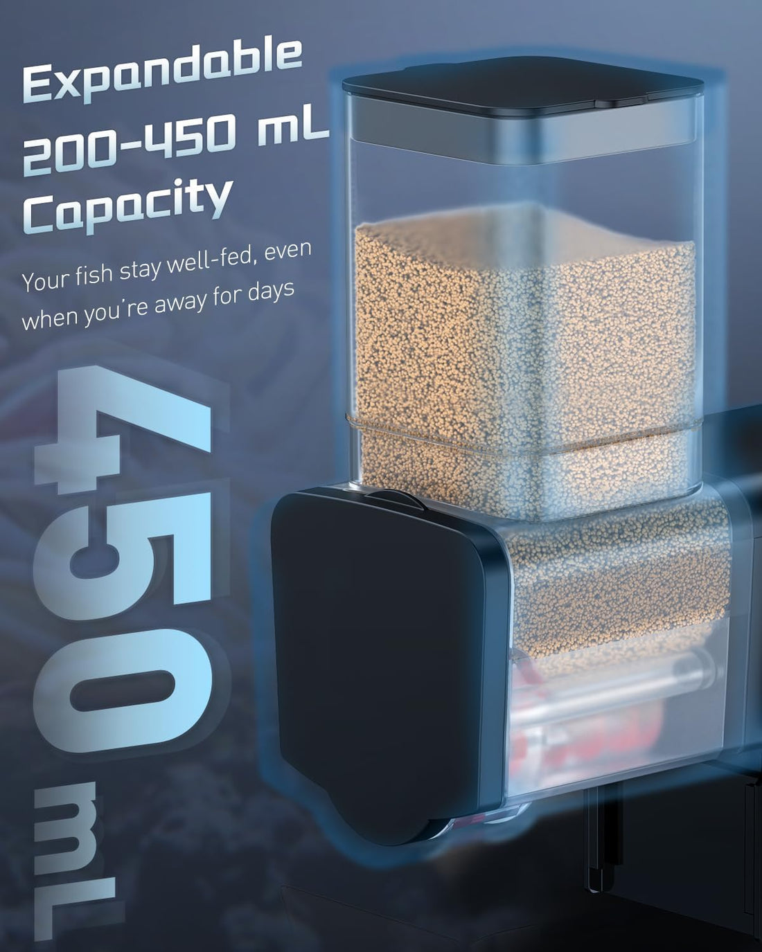 Pawfly Aquarium Automatic Fish Feeder 200/450 mL Auto Fish Food