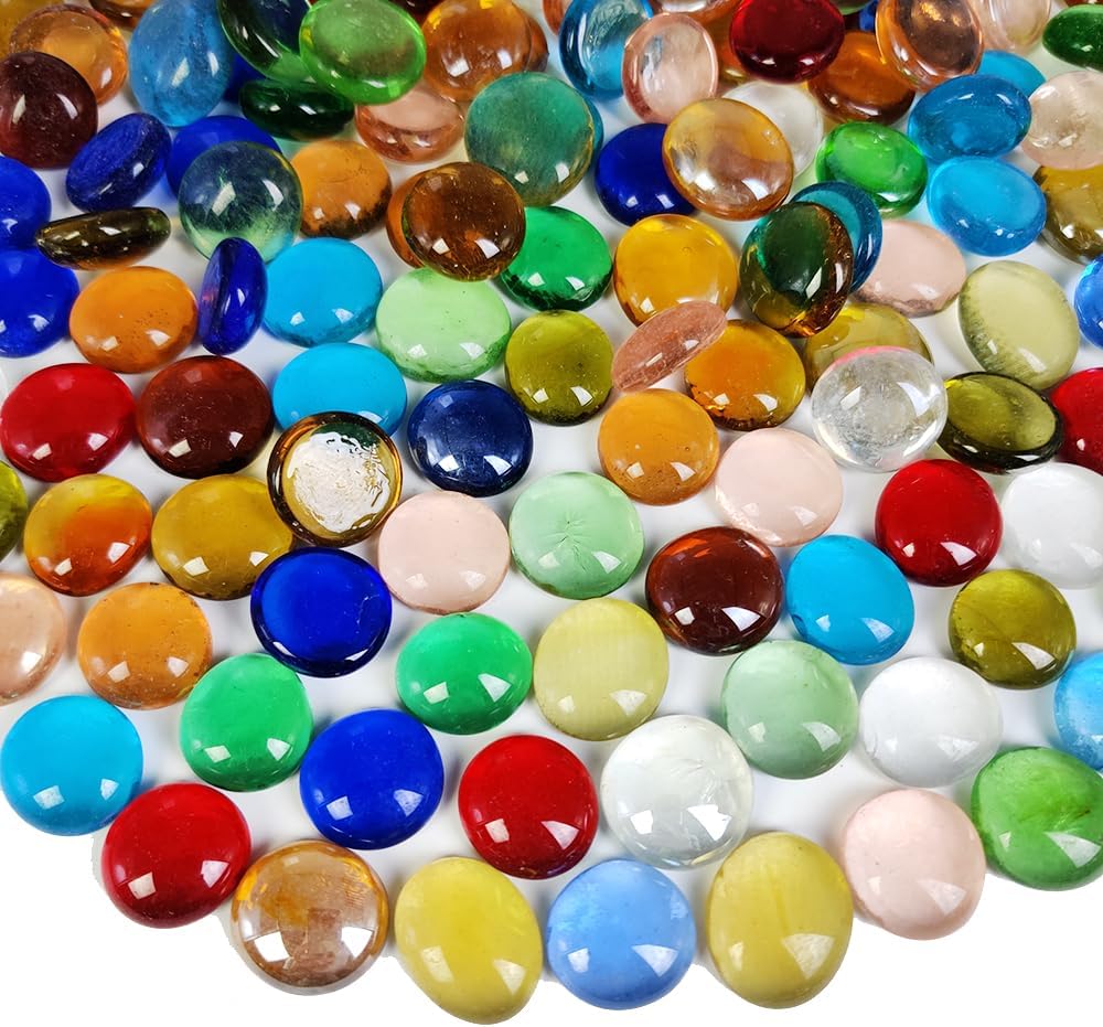HappyFiller 2 Lb Matted Flat Marbles, Sea Glass Gems for Vase Fillers