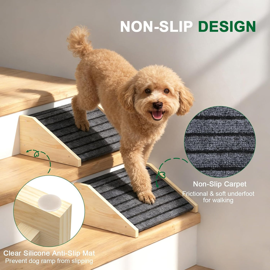 TIMHAKA 2 Pack Dog Ramp for Stairs
