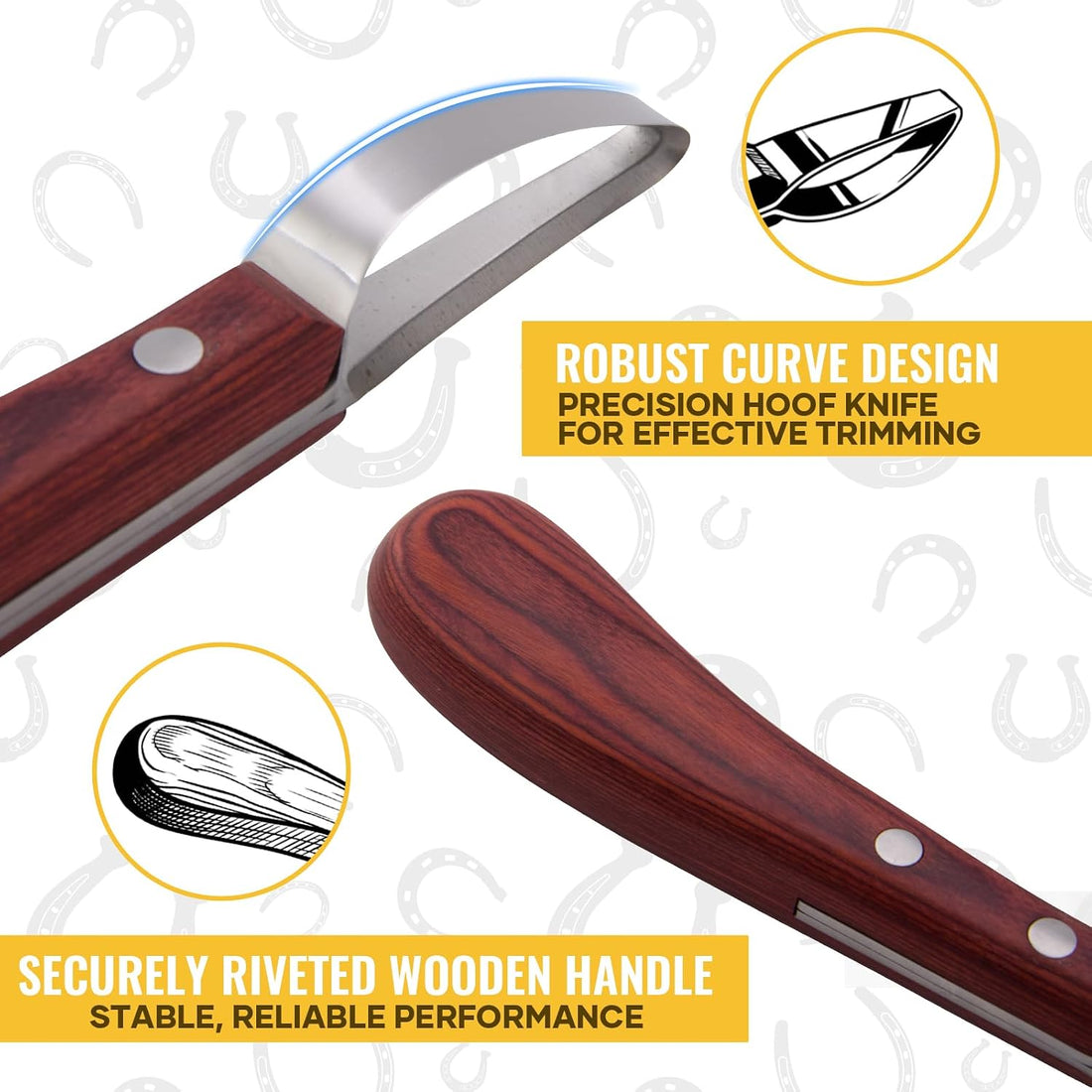 Hoof Knife with Sharpener, 2 PCS Professional Farrier Kit