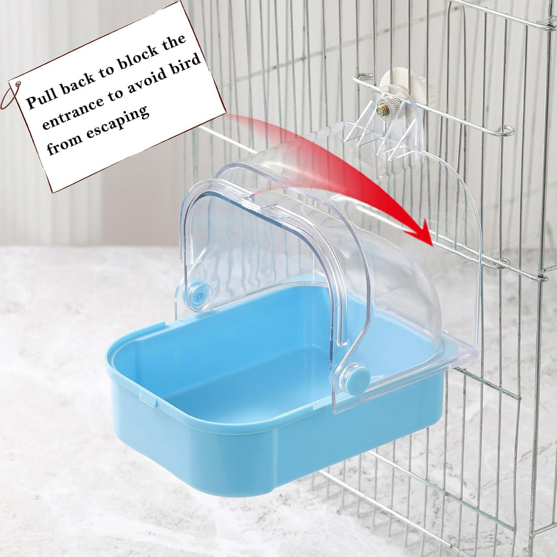 Bird Bath for Cage Hanging Bird Bathtub with Detachable Drawer