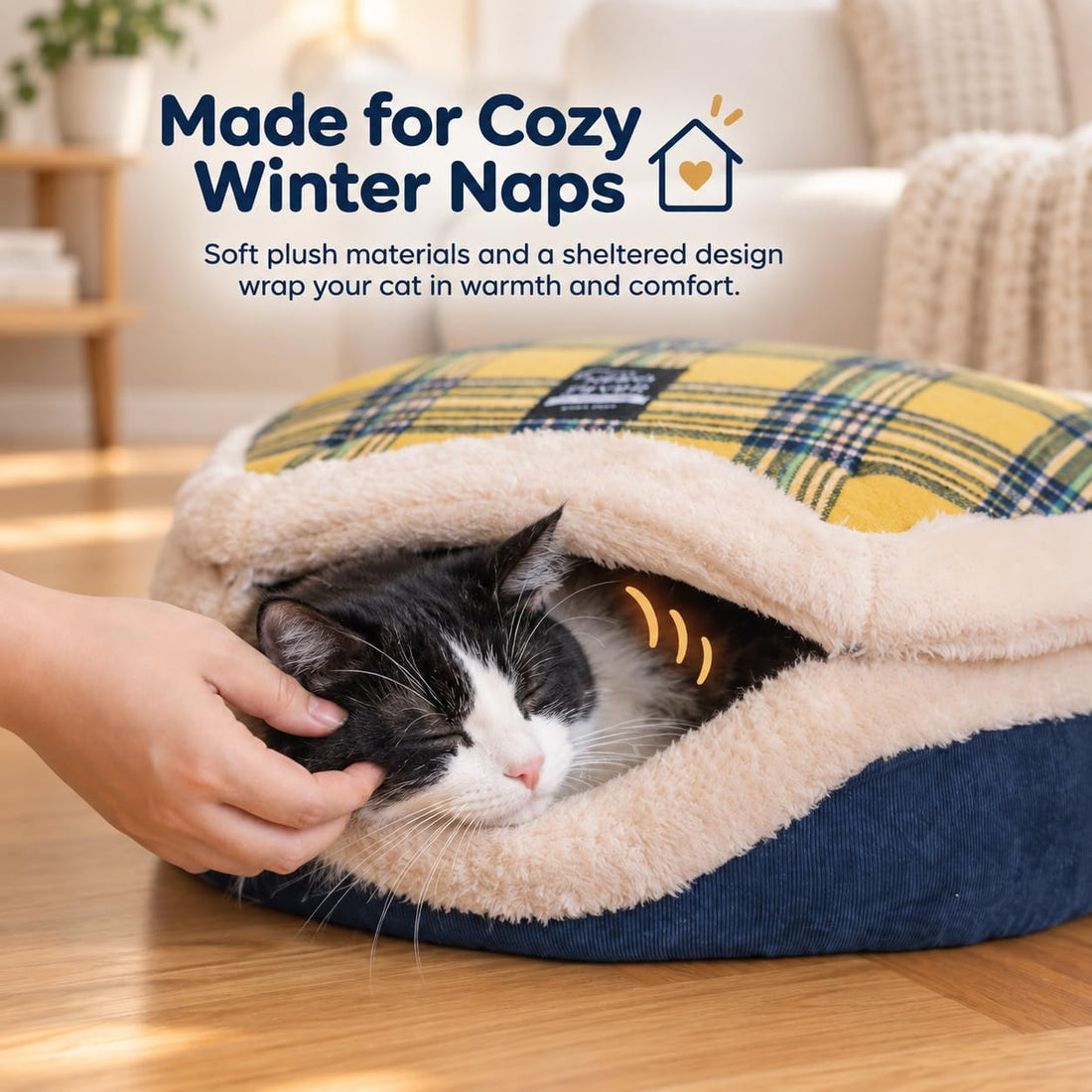 Cat Bed Cave - Enclosed Hideaway with Detachable Lid for Kitten