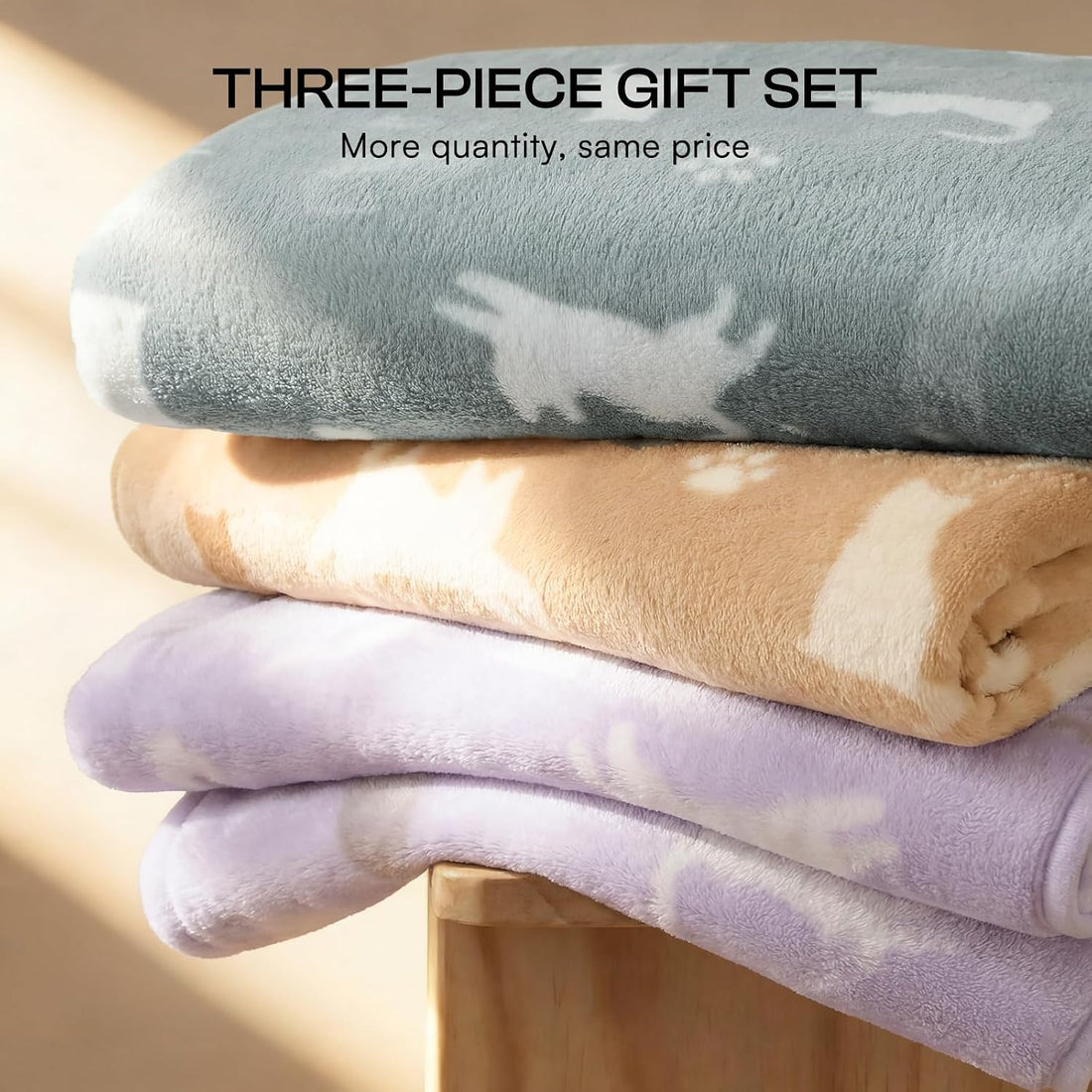 Luciphia Dog Blanket 3 Pack, Soft Cozy Fleece Throw for Puppy