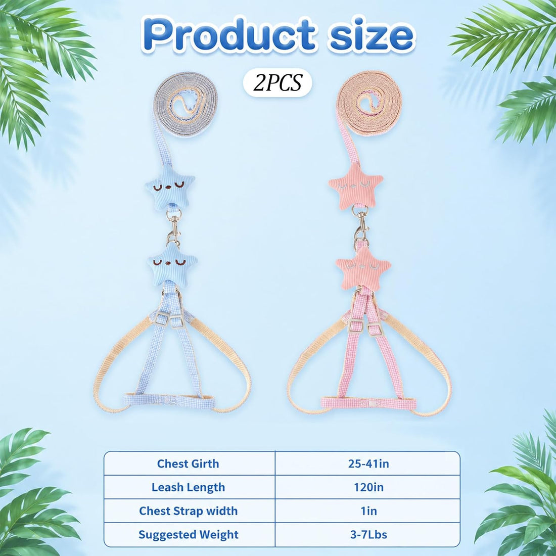 Andibro 2 Pcs Adjustable Chicken Harness and Leash Set