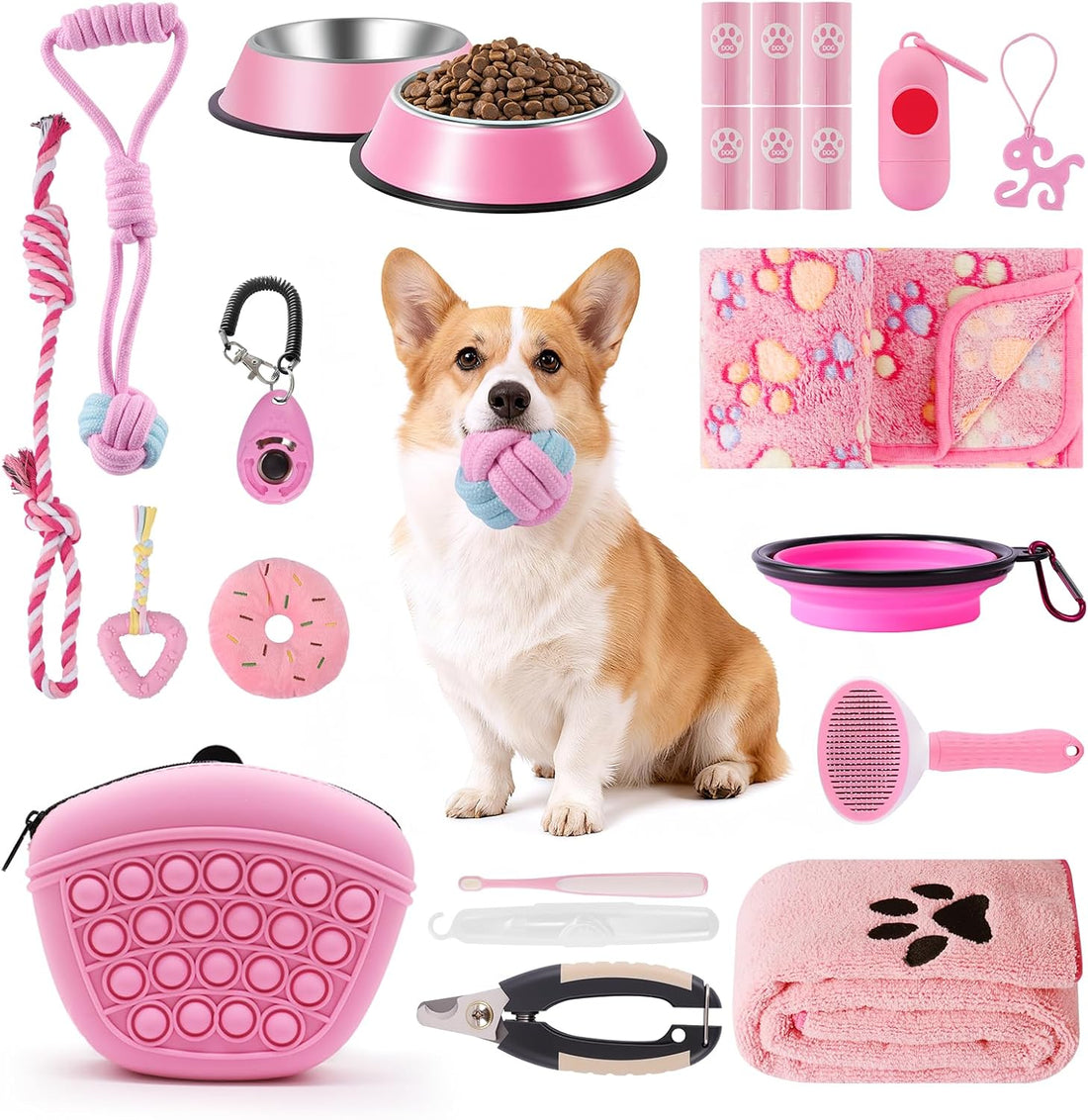 Puppy Supplies Starter Kit, Blue Puppy Essentials for Small Dogs