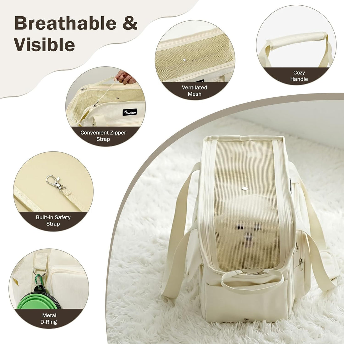 Pawaboo Dog Purse Carrier, Airline Approved Soft Sided Pet Carrier