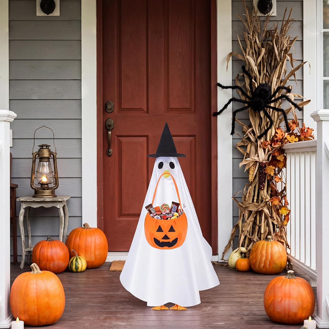 23 Inch Halloween Ghost Porch Goose Outfit for Cement Goose Lawn Decor