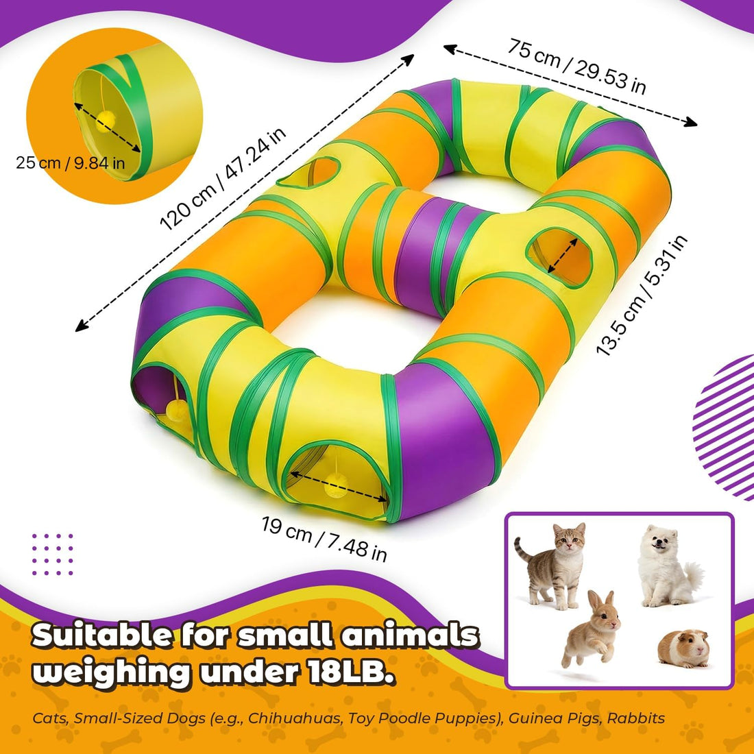 Cat Tunnel for Indoor Cats 8-Shaped