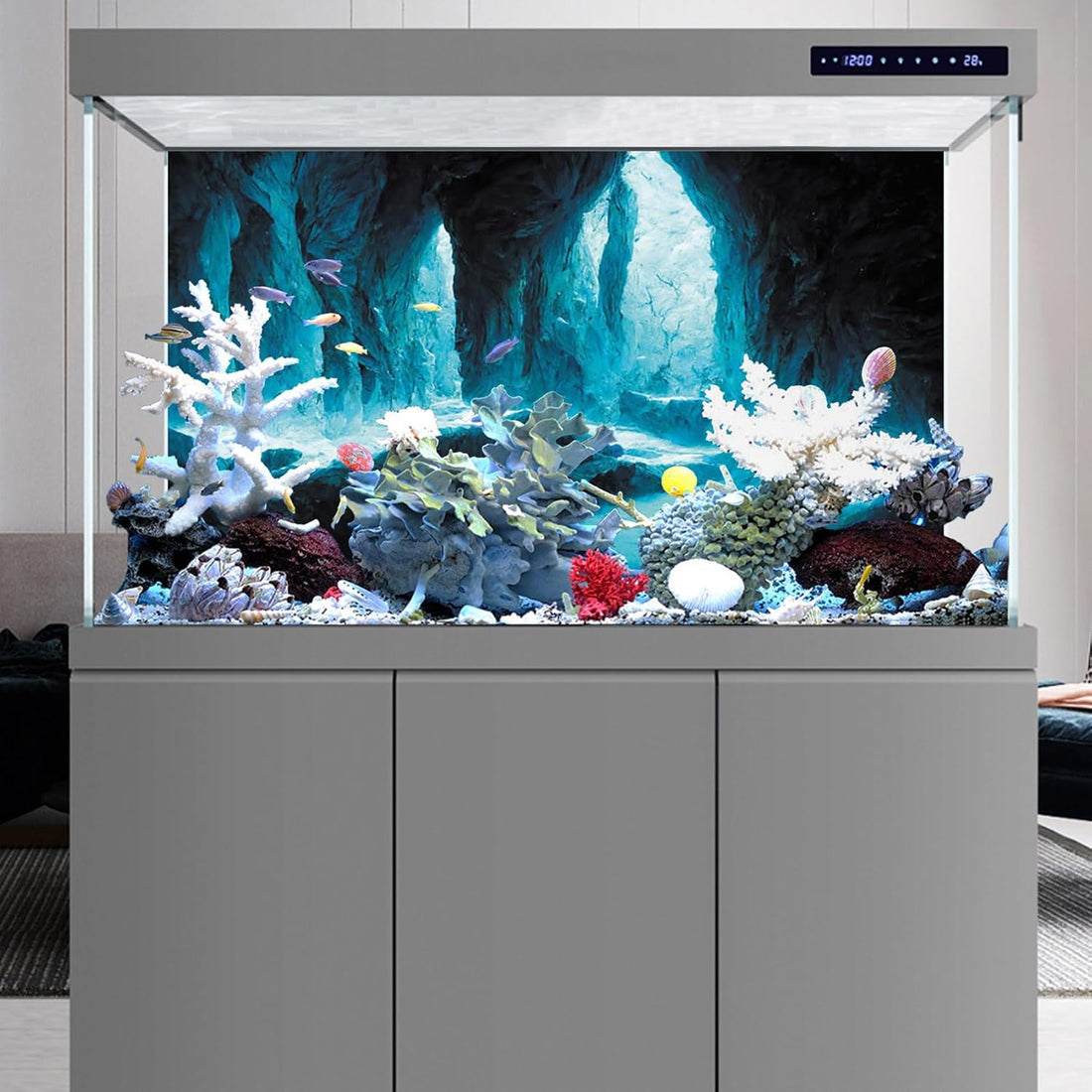 AWERT 48x24 in Rock Cave Aquarium Backdrop Rock Pillar Fish Tank