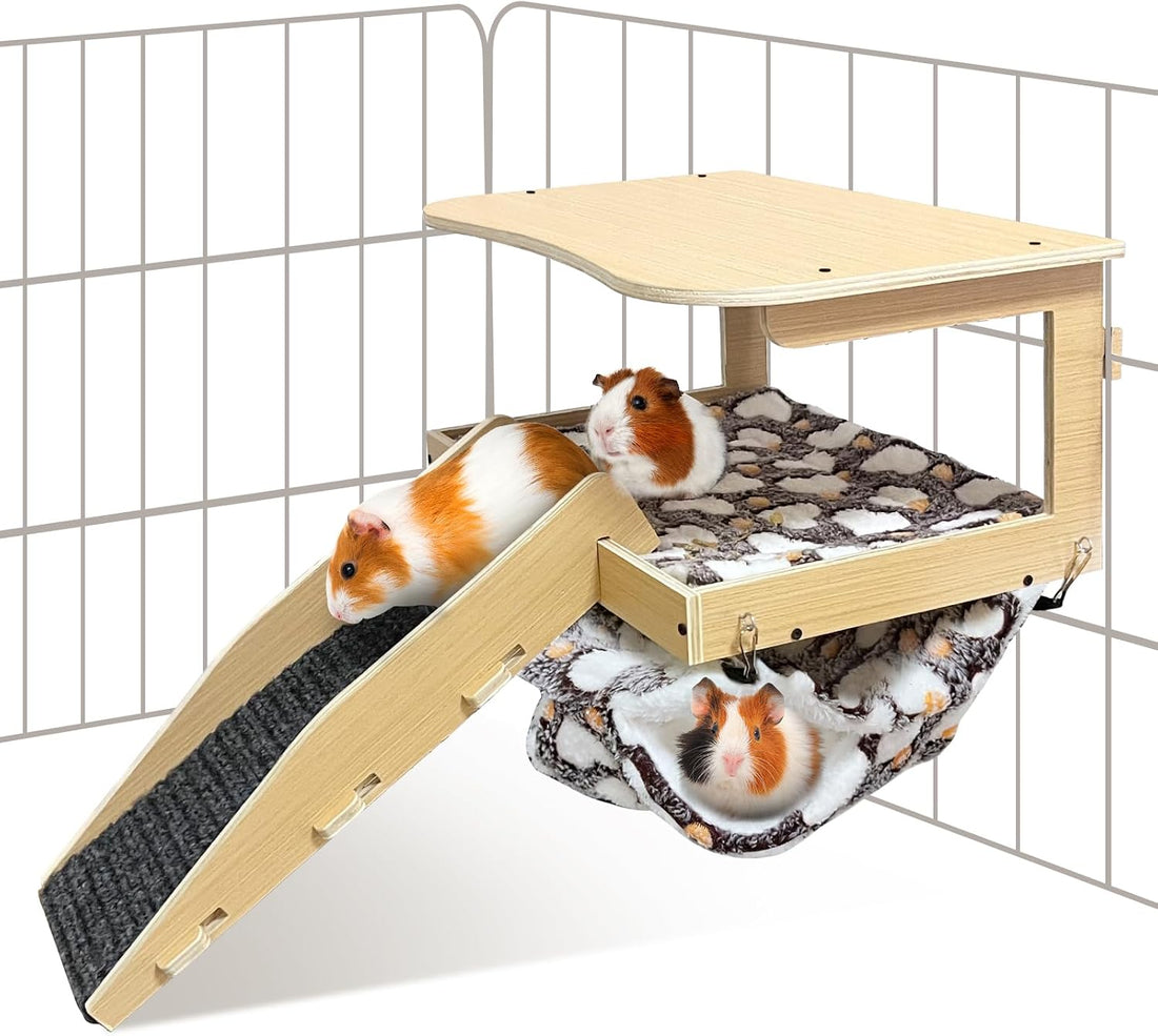 Guinea Pig Hideout，Natural Wood Removable Guinea Pig Bed