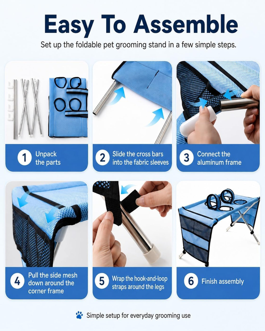 Dog Grooming Hammock Stand, Foldable Dog Bath Holder Sling Shower