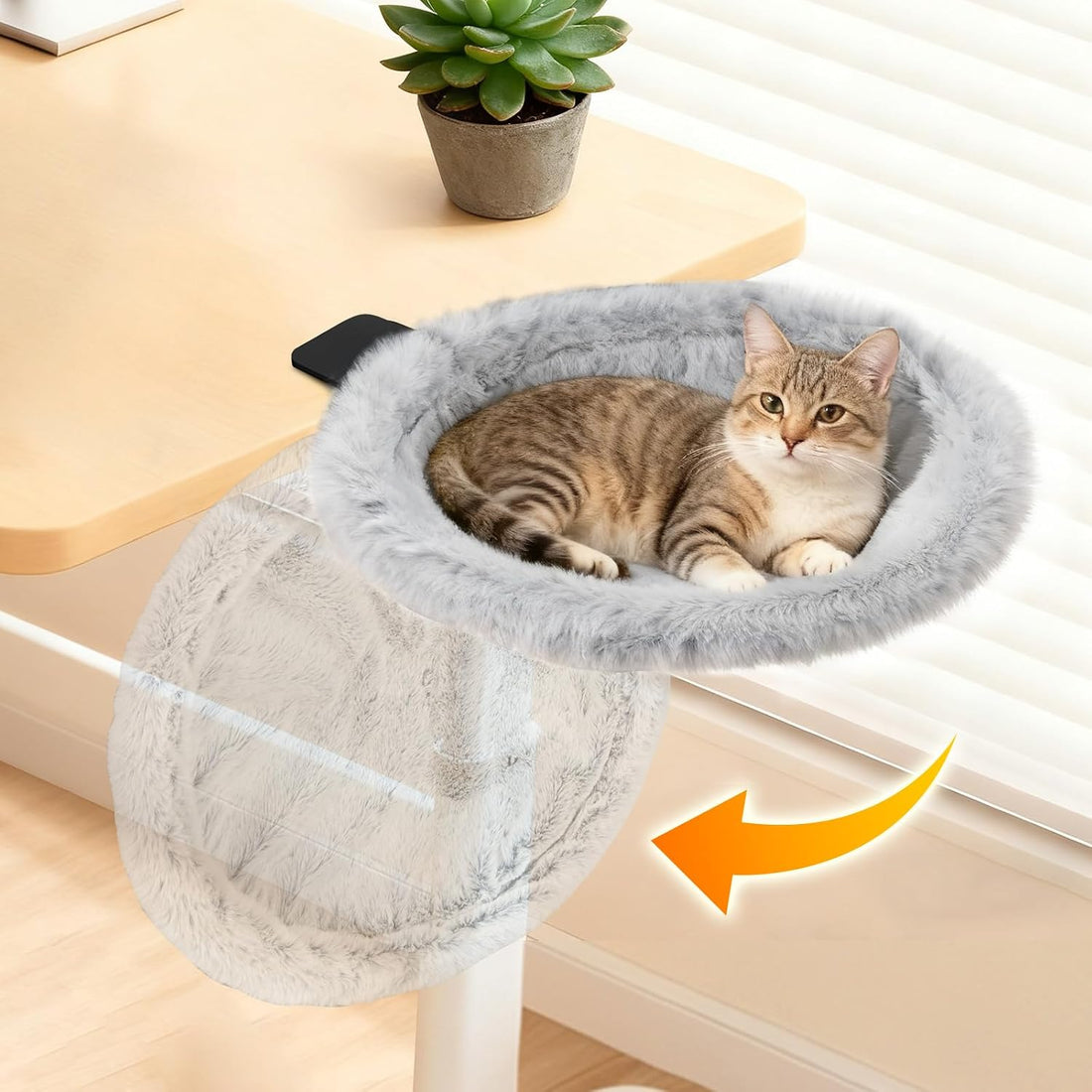 Pawaboo Cat Desk Bed, One-Click Foldable Sunken Cats Hammock up