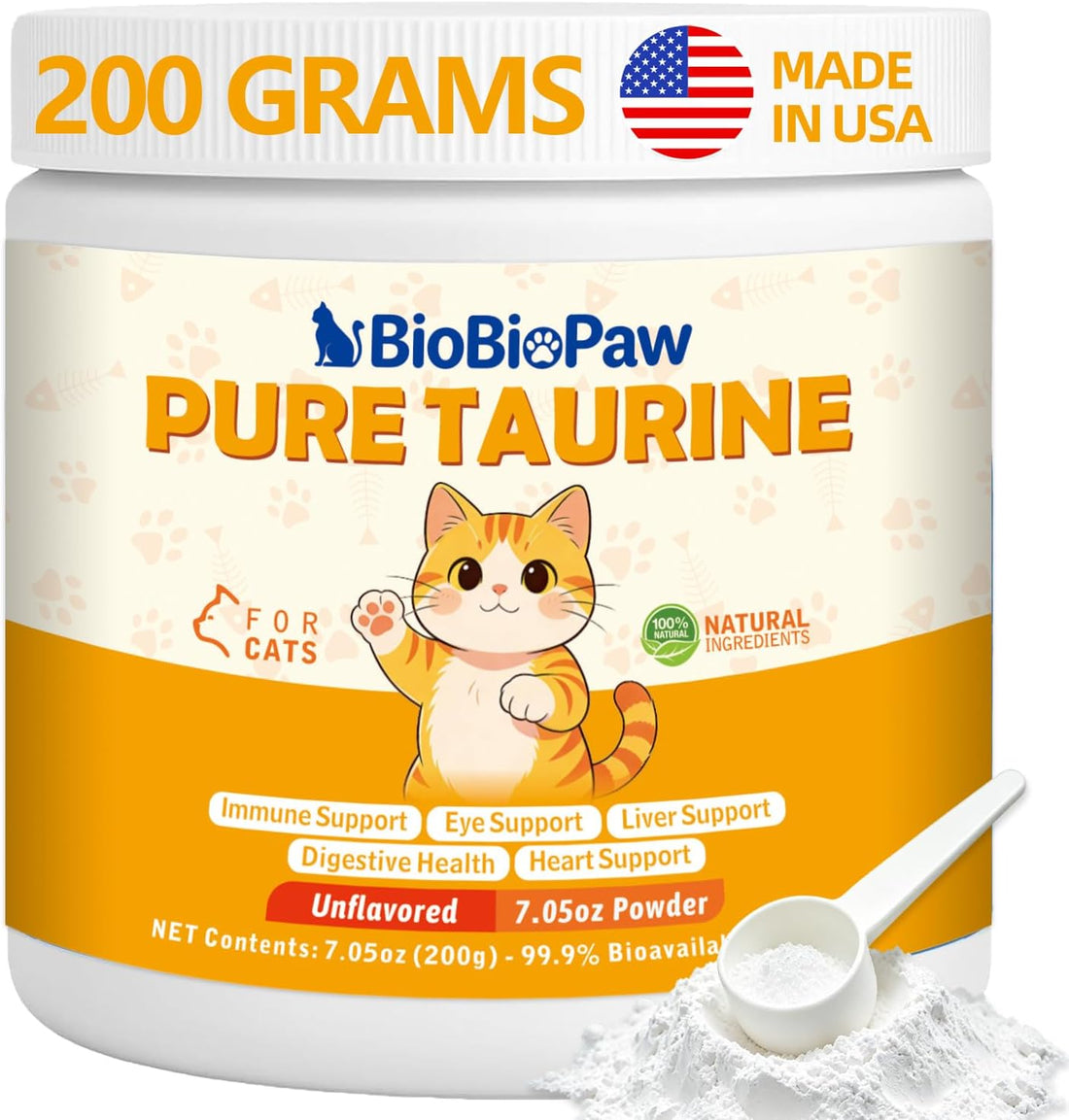 Pure Taurine for Cats Taurine Powder Supplement for Kitty Supports