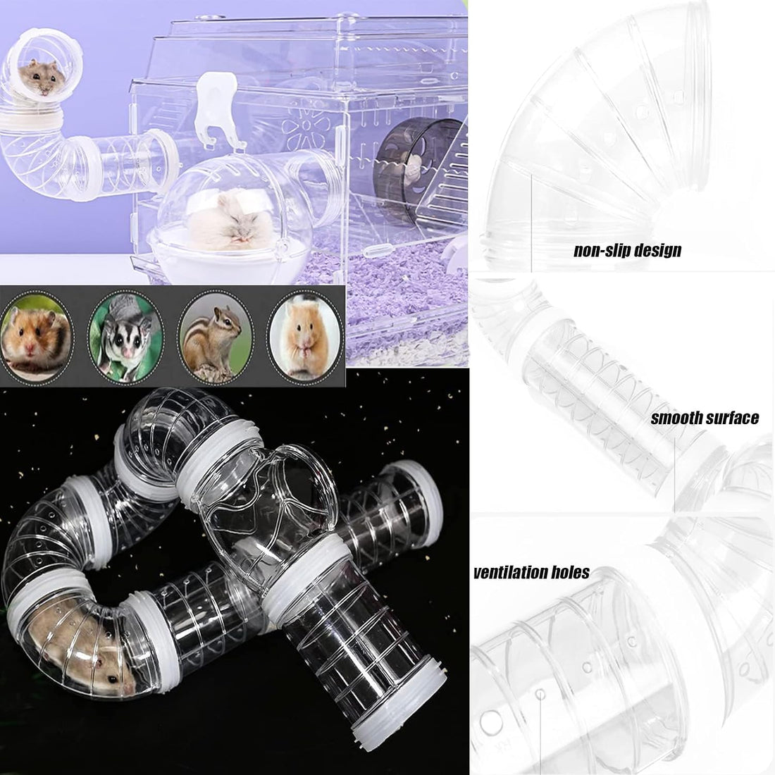 Hamster Tunnel Tubes DIY Toys Cage Accessories for Dwarf Gerbils