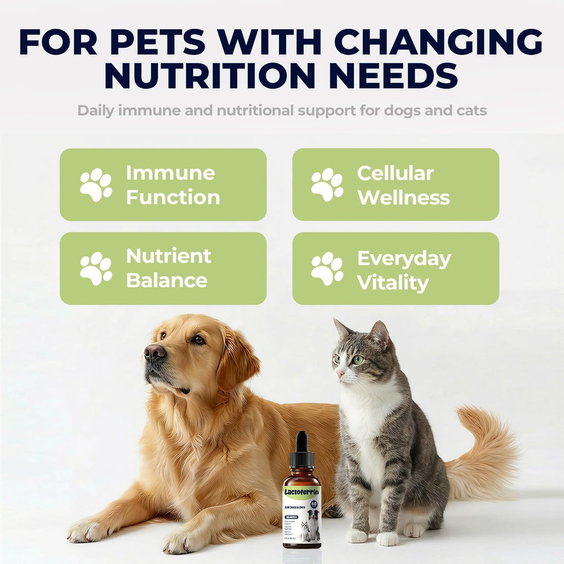 Lactoferrin Liquid Supplement for Dogs & Cats, Daily Immune Support