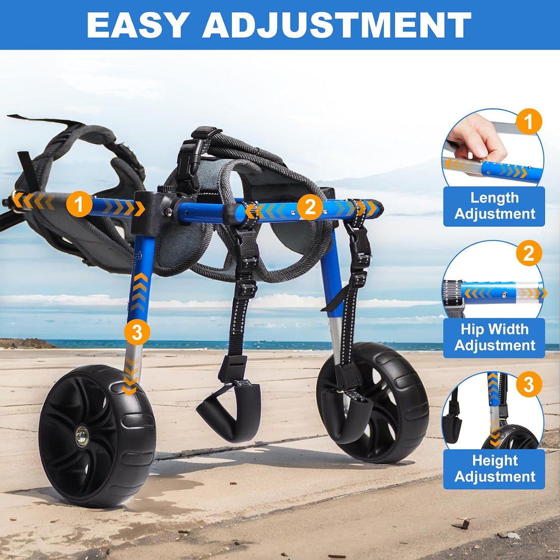 Dog Wheelchair for Back Legs with Upgraded All-Terrain Tires