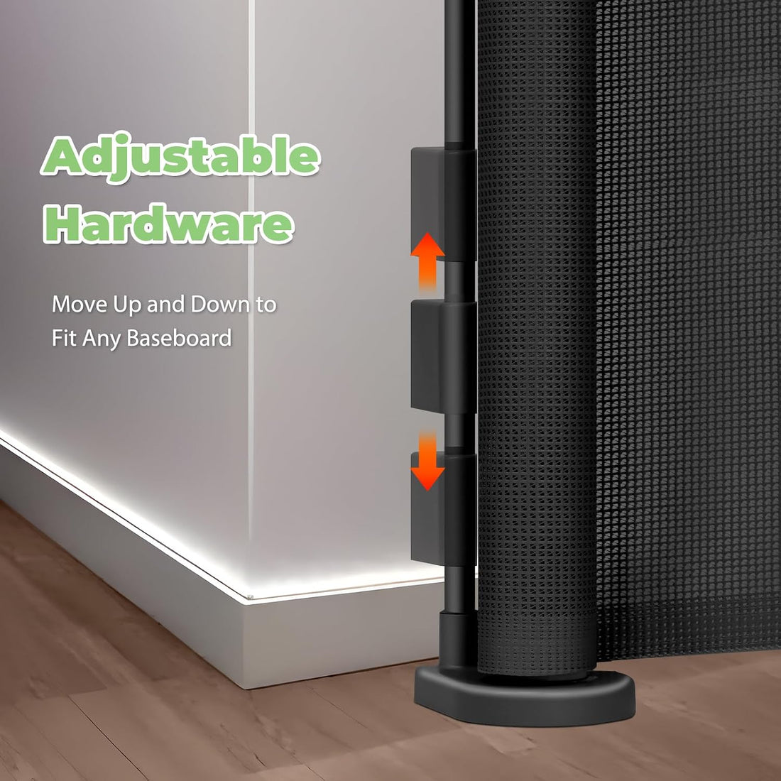 96 Inch Wide Reinforced Retractable Baby Gate with Support Rods