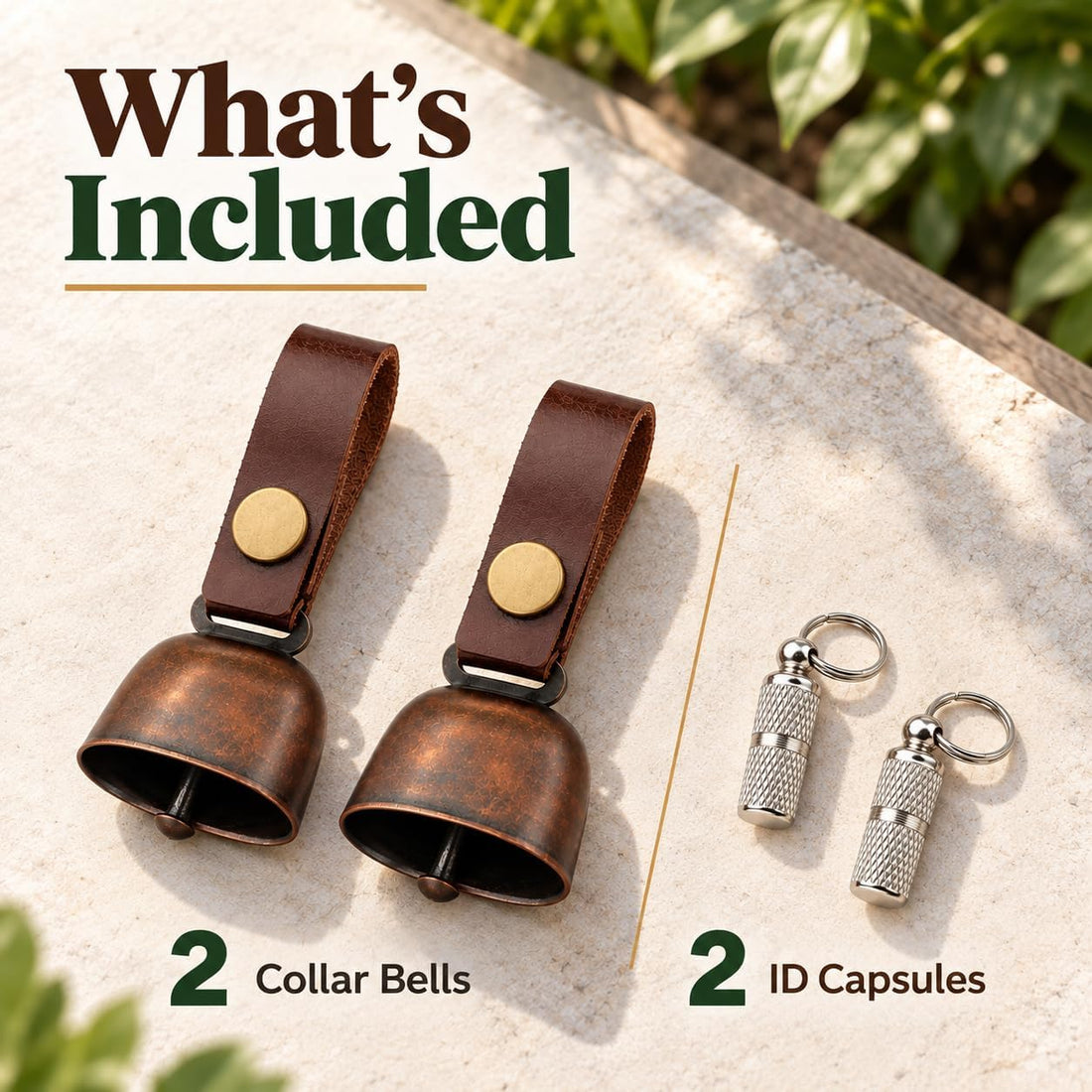kcrygogo Dog Collar Bell with Leather Snap Strap