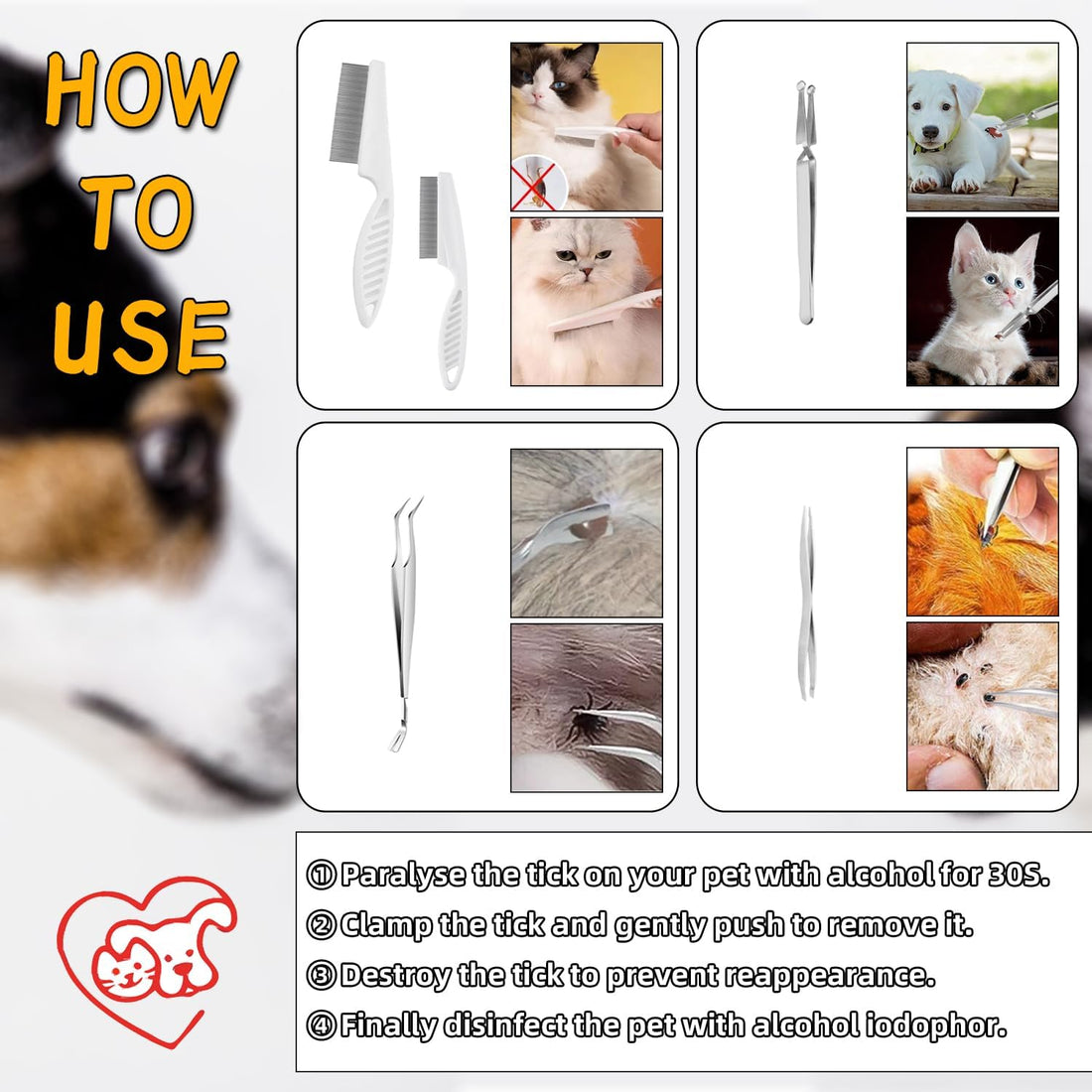 VEINARDYL 6 pcs Tick Removal Tool kit for Pets