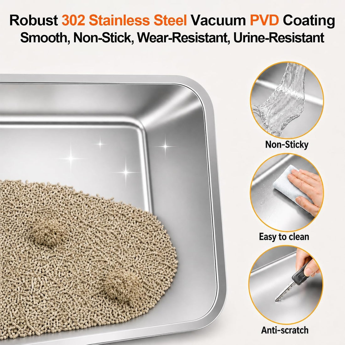 XL Enclosed Stainless Steel Litter Box with Lid Include Pedal Scoop