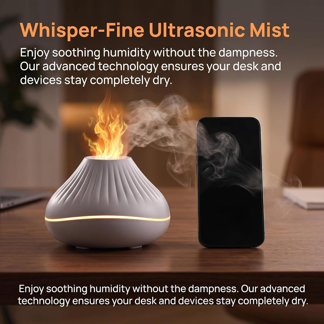 USB Powered Volcano Flame Diffuser Ultrasonic Humidifier