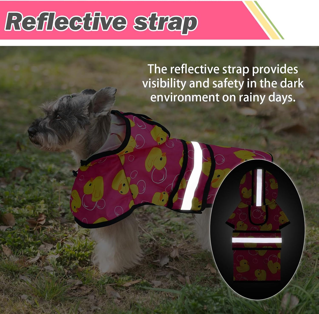 KOOLTAIL Dog Raincoat Hooded Slicker Poncho with Leash Hole