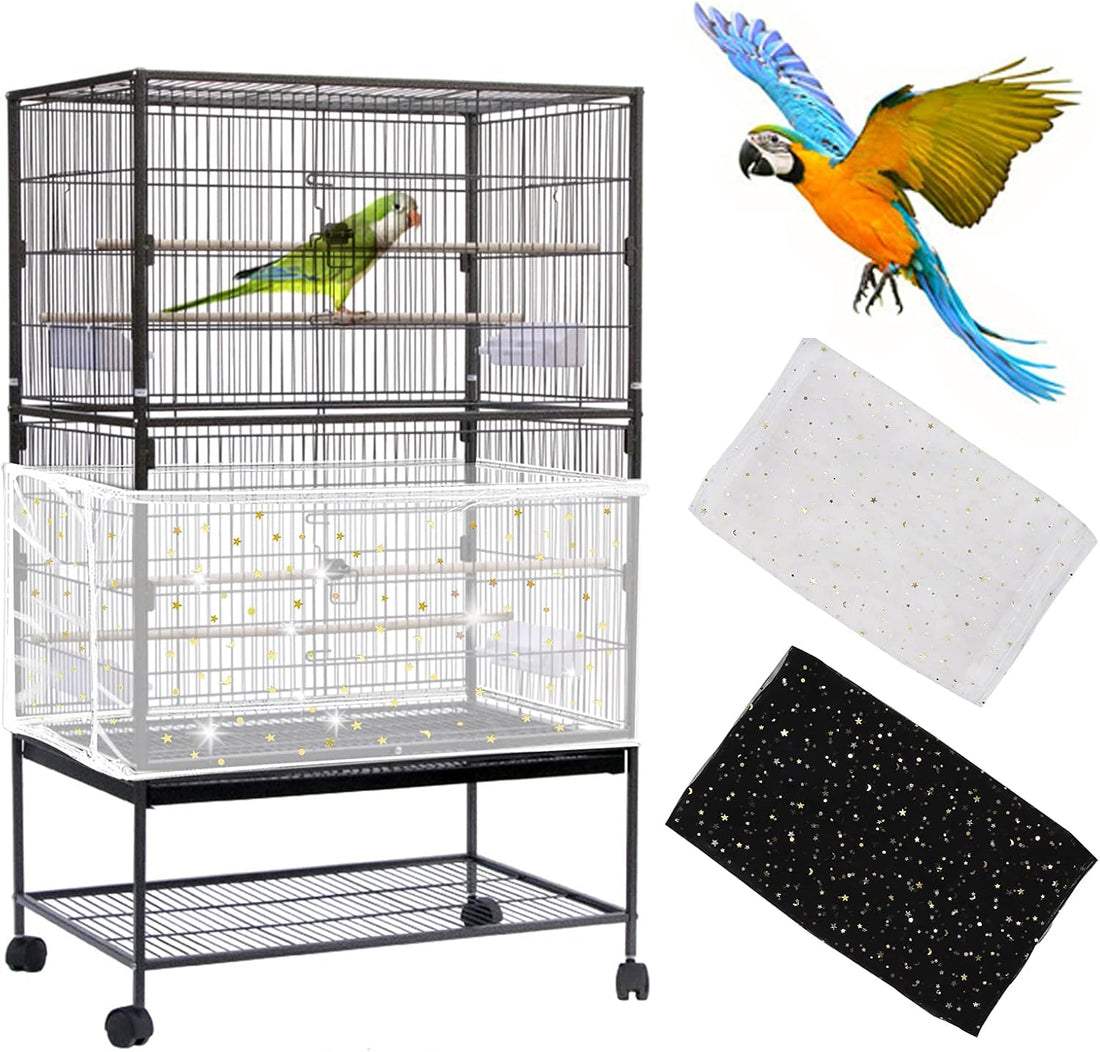 Daoeny 2Pcs Bird Cage Cover, Adjustable Bird Cage Seed Catcher