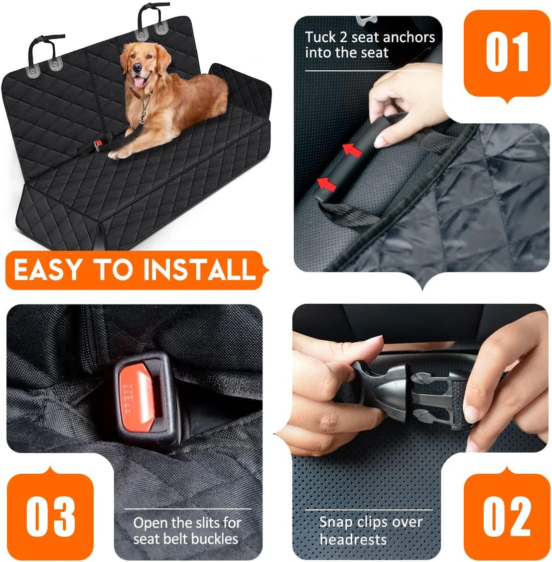 Yuntec Dog Car Seat Cover, Back Seat Cover for Dogs Pet Car Seat