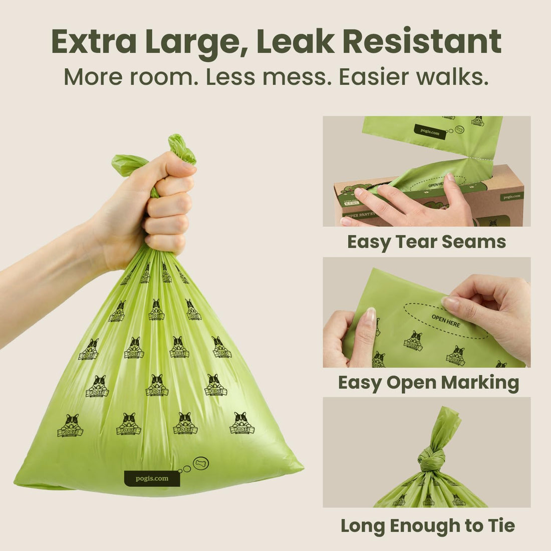 Pogi's Poop Bags – Large, Leak-Proof Dog Waste Bags for Yard or Home