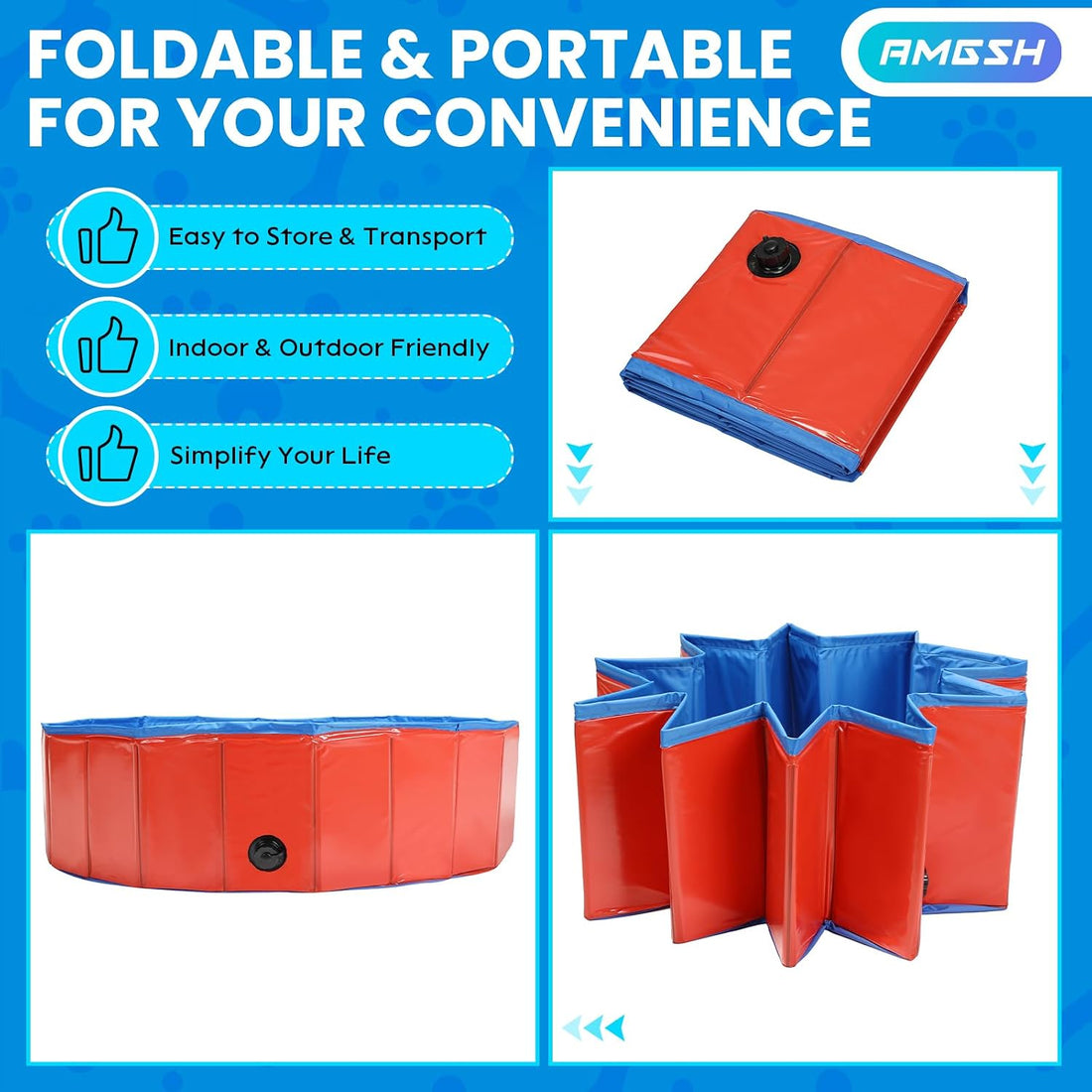 Large Foldable Dog Swimming Pool Pool, Whelping Box, 47.2" x 11.8"