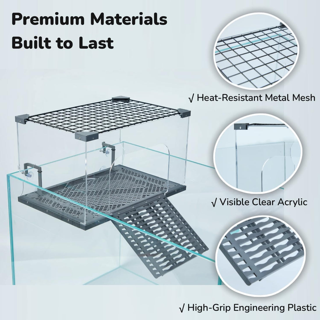 Escape-Proof Turtle Basking Platform Enclosure for 60-Gallon+ Tanks