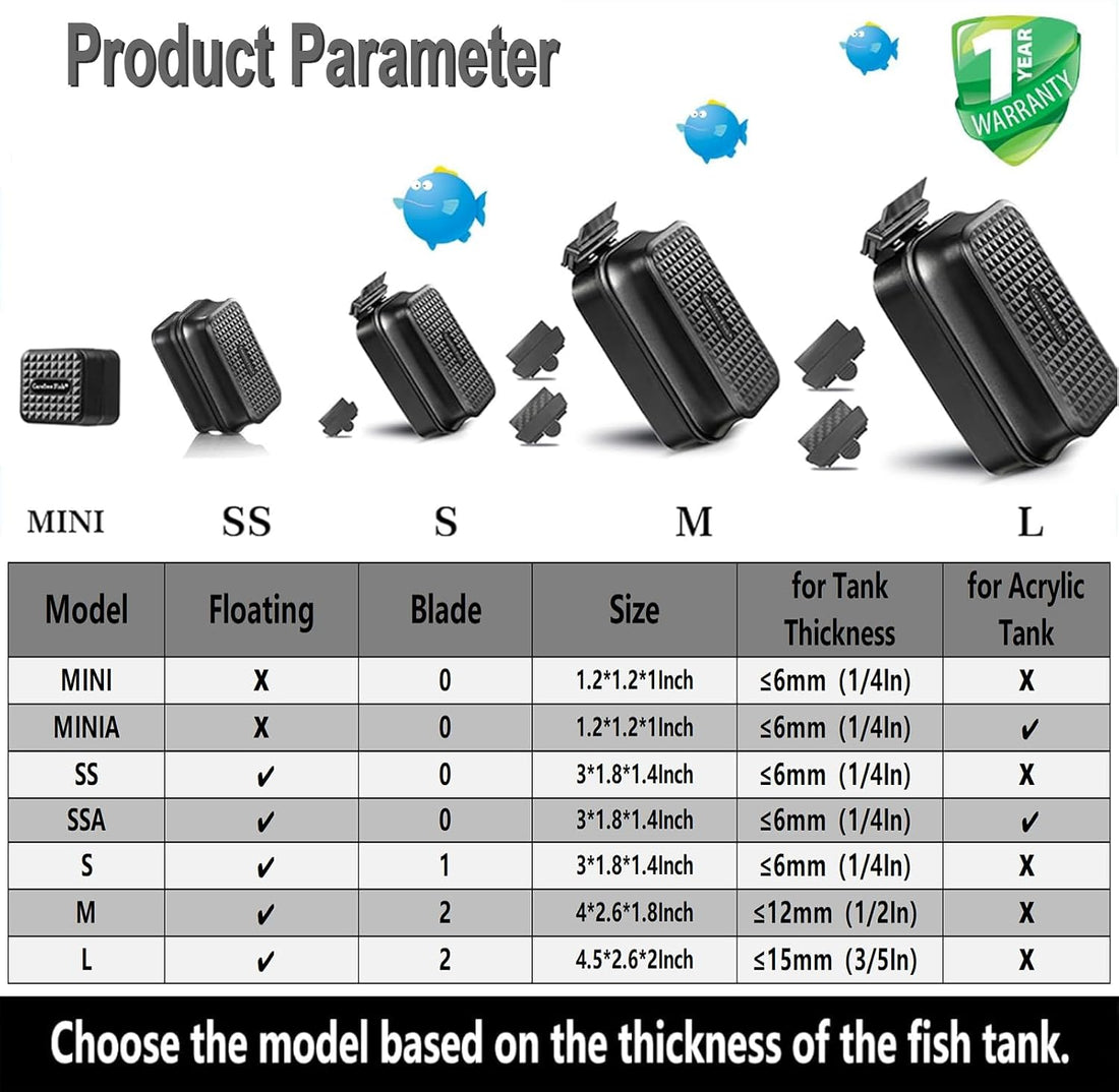 Carefree Fish Aquarium Small Magnetic Cleaner for Glass Fish Tank