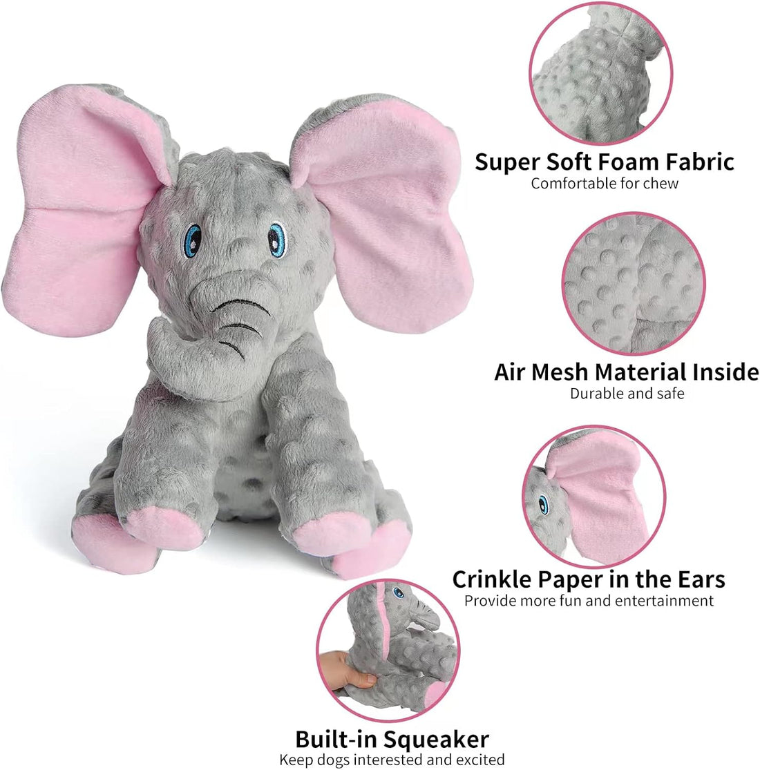 DODODOLA Dog Toys Puppy Toys Cute Squeaky Elephant Dog Toy