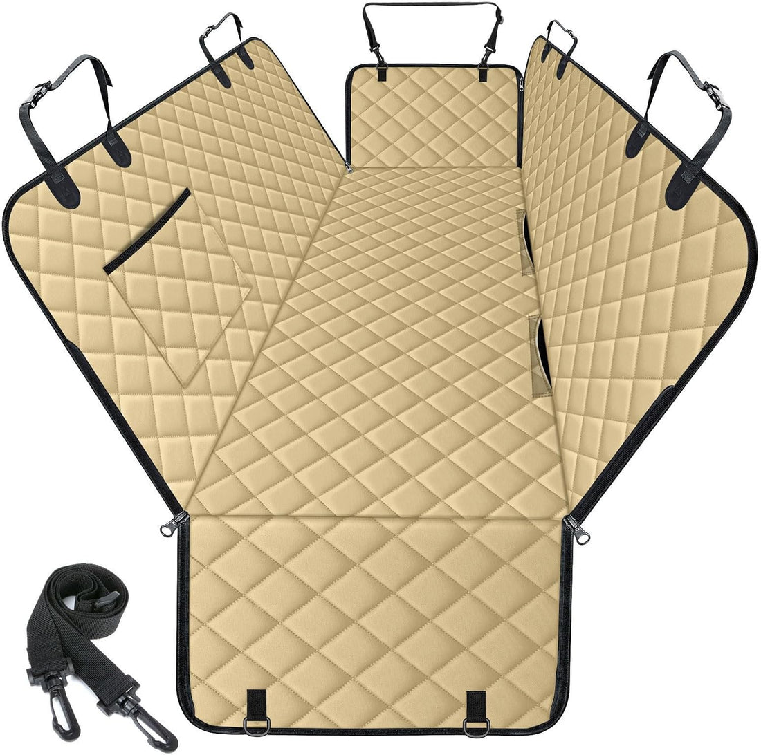 Waterproof Dog Car Seat Cover for Back Seat, Pet Hammock-S, Pink/Grey