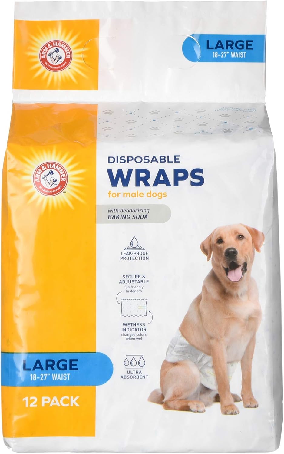 Arm & Hammer Small Male Dog Belly Band Wraps, 12 Count