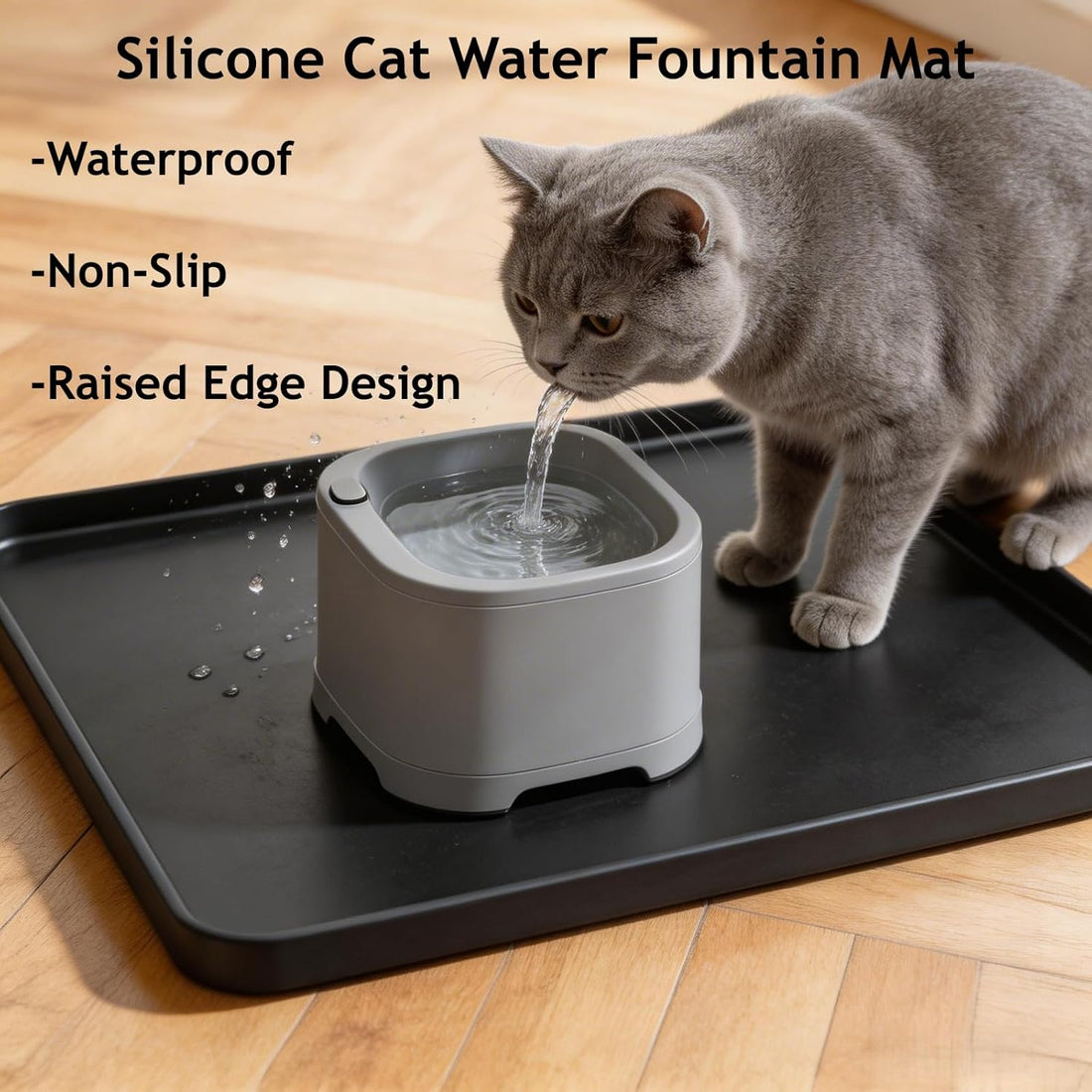 HiloFenar Silicone Square Mat 16x16 for Water Bowl