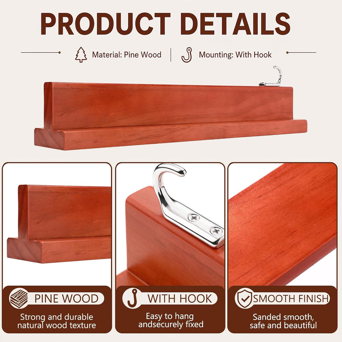 Novabright 1 Pcs 17" Folding Pine Wood Saddle Rack Wall Mount