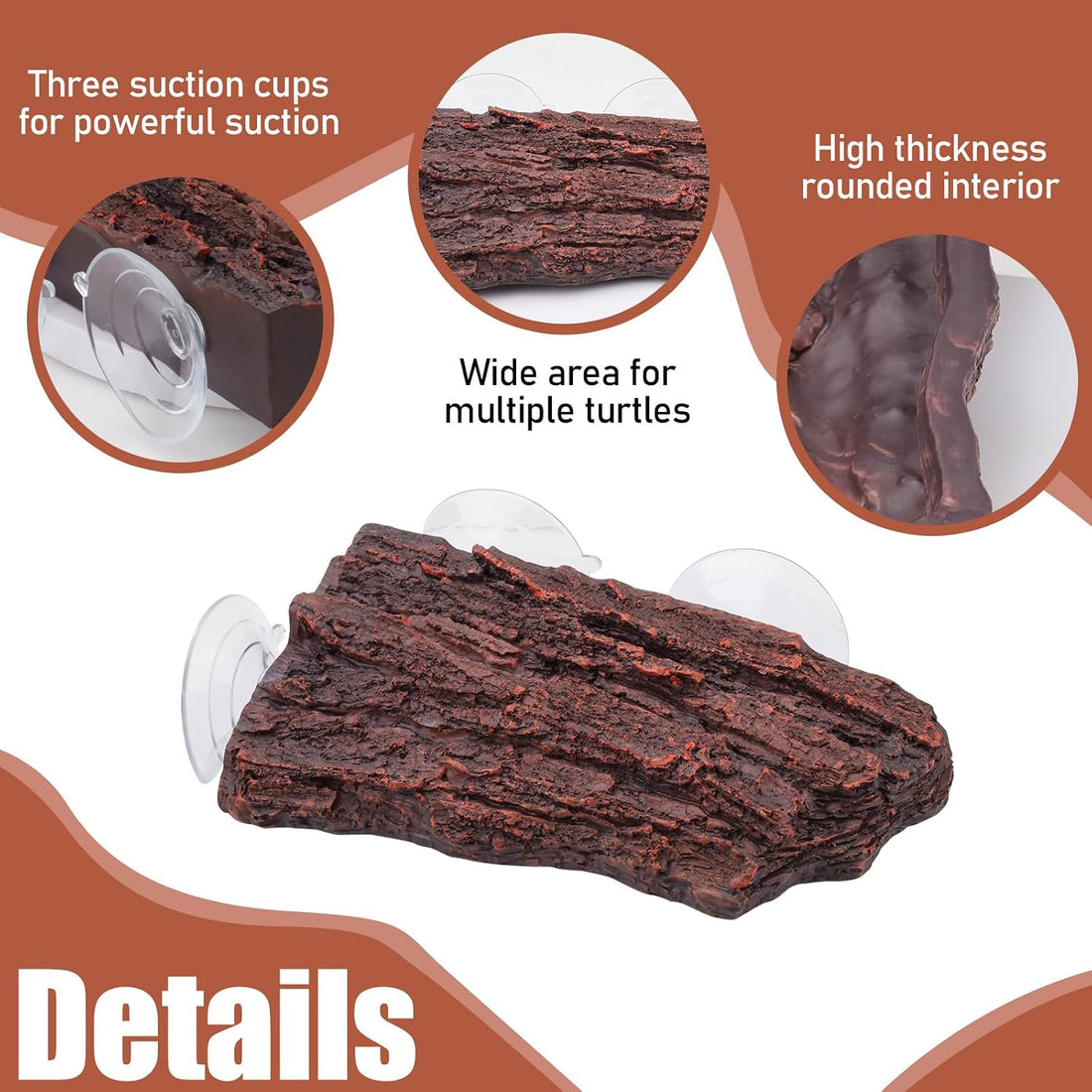 Basking Platform for Aquatic Turtles, Rock Suction Cup for Aquarium