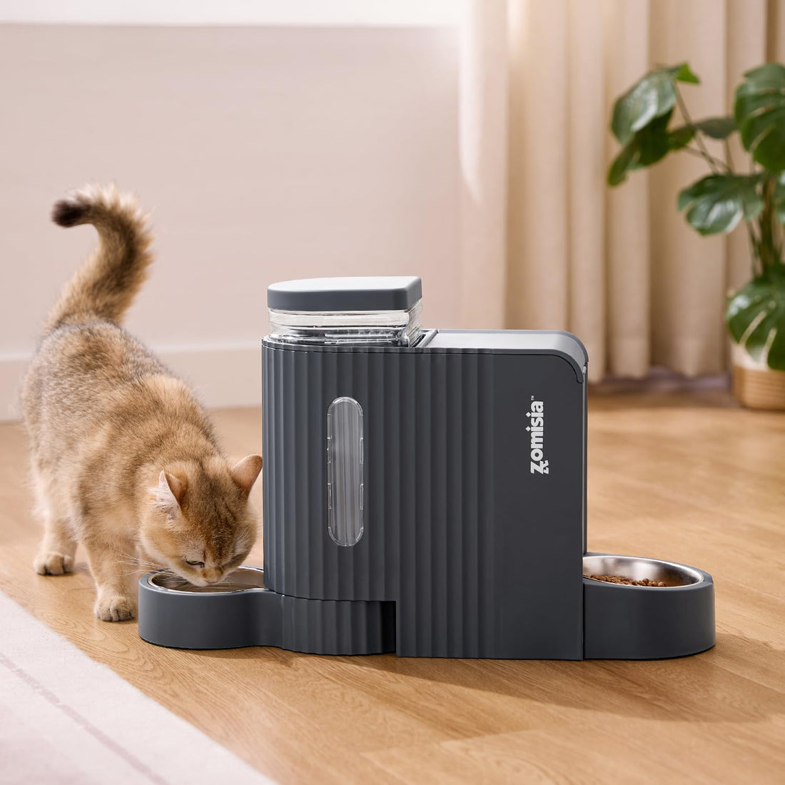ZOMISIA Gravity Cat Food and Water Dispenser Set with 304 Stainless
