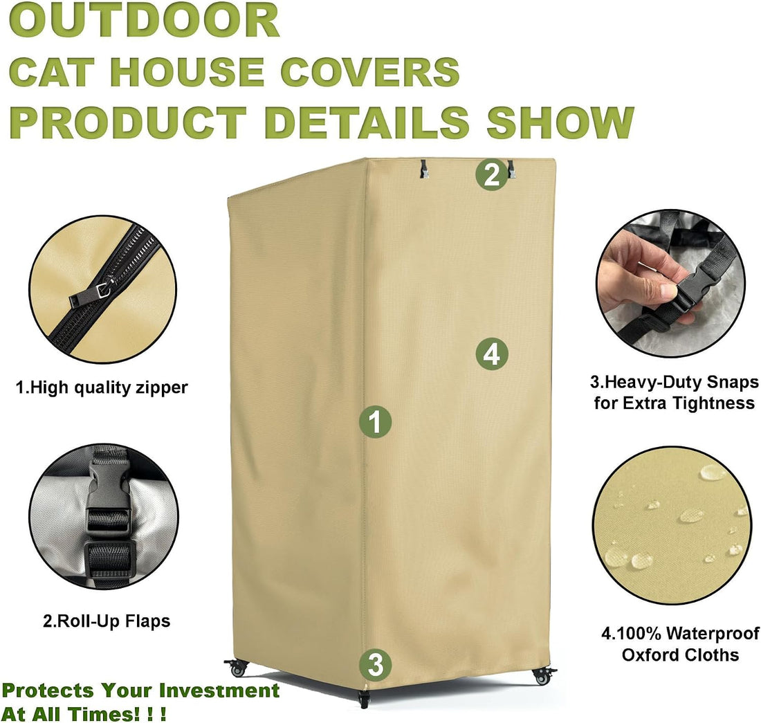 Outdoor Cat House Cover, Super Waterproof Feral Cattery Cat Cover