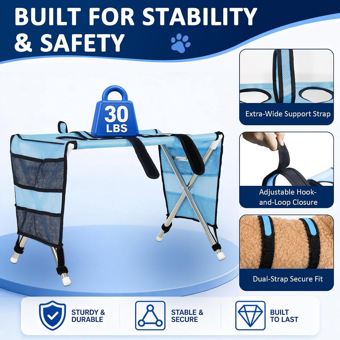 Dog Grooming Hammock for Small Pets with Stand, Dog Shower Hammock